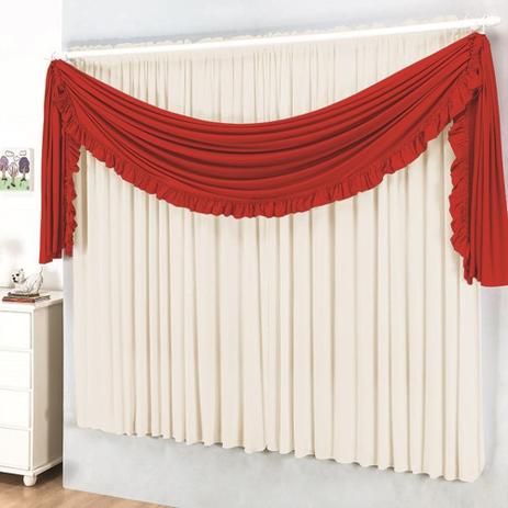 Cortina para varão simples tecido malha 2 metros grace - vermelho/ palha - Rose jordão Menor preço em Cortina para varão simples tecido malha 2 metros grace - vermelho/ palha - Rose jordão
