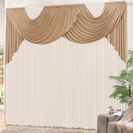 Cortina para Varão Simples Tecido Malha 4 Metros Lívia - Palha Avelã - Brastuk cortinas Menor preço em Cortina para Varão Simples Tecido Malha 4 Metros Lívia - Palha Avelã - Brastuk cortinas