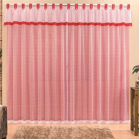 Cortina para varão simples tecido renda c/ voal 2 metros lisa - vermelho - Rose jordão Menor preço em Cortina para varão simples tecido renda c/ voal 2 metros lisa - vermelho - Rose jordão