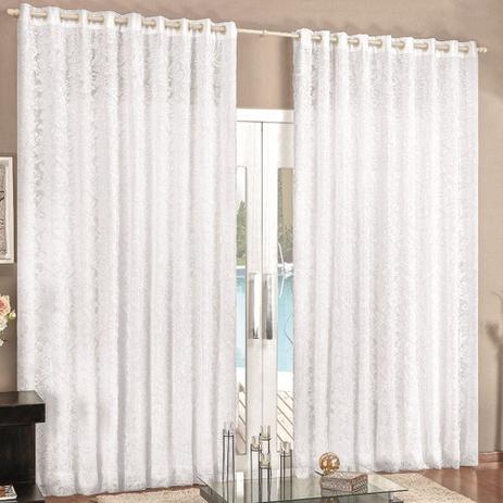 Cortina para varão simples tecido renda c/ voal 3 metros renda - branca - Rose jordão Menor preço em Cortina para varão simples tecido renda c/ voal 3 metros renda - branca - Rose jordão