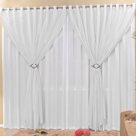 Cortina para Varão Simples Tecido Voil com Microfibra 4 Metros Lucia - Branco - Brastuk cortinas Menor preço em Cortina para Varão Simples Tecido Voil com Microfibra 4 Metros Lucia - Branco - Brastuk cortinas