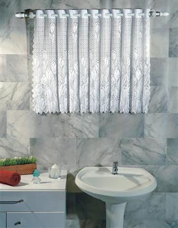 Cortina para vitrô de banheiro em renda branca 90 x 70 cm - Romance