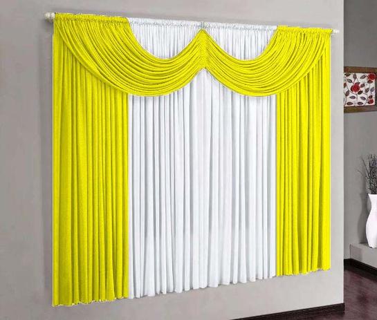 Cortina Paris 2.00m X 1.70m Varão Simples - Amarelo E Branco - Meu lar enxovais Menor preço em Cortina Paris 2.00m X 1.70m Varão Simples - Amarelo E Branco - Meu lar enxovais