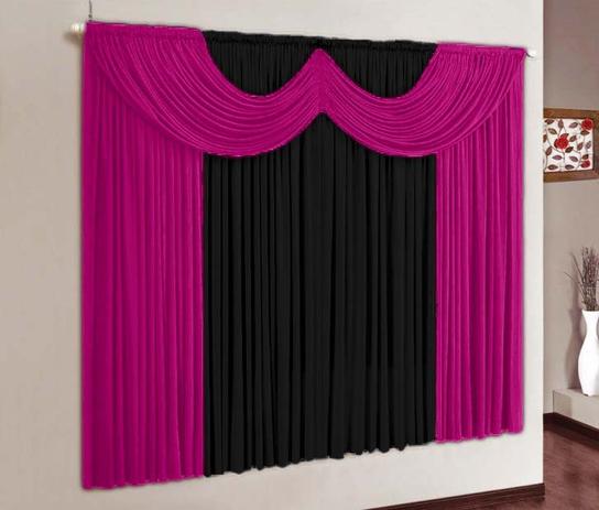Cortina Paris 2,00m x 1,70m Varão Simples - Preto e Pink - Meu lar enxovais Menor preço em Cortina Paris 2,00m x 1,70m Varão Simples - Preto e Pink - Meu lar enxovais