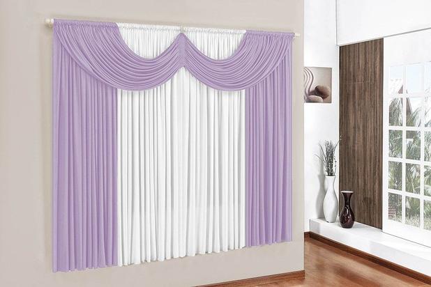 Cortina Paris 2M para varão Simples - Lilás/Branco - Brastuk Menor preço em Cortina Paris 2M para varão Simples - Lilás/Branco - Brastuk