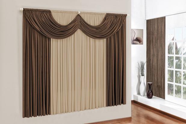Cortina Paris 4m p/ Varão Simples - Tabaco/Avelã - Brastuk Menor preço em Cortina Paris 4m p/ Varão Simples - Tabaco/Avelã - Brastuk