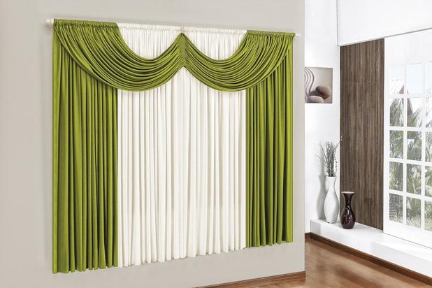 Cortina Paris 4m p/ Varão Simples - Verde/Palha - Brastuk Menor preço em Cortina Paris 4m p/ Varão Simples - Verde/Palha - Brastuk