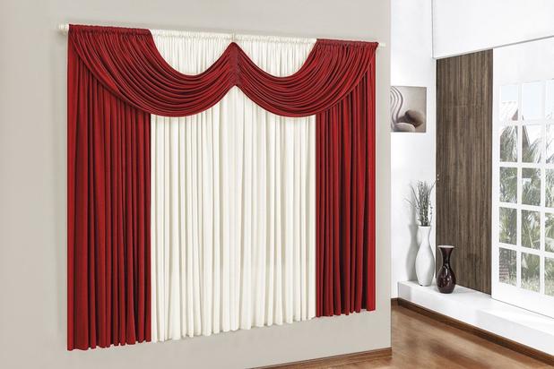 Cortina Paris 4m p/ Varão Simples - Vermelho/Palha - Brastuk Menor preço em Cortina Paris 4m p/ Varão Simples - Vermelho/Palha - Brastuk