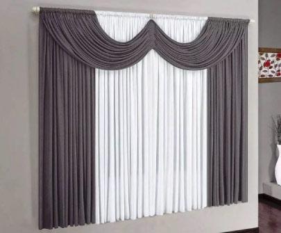 Cortina Paris Cinza e Branco 2,00m x 1,70m - Varão Simples - Meu lar enxovais Menor preço em Cortina Paris Cinza e Branco 2,00m x 1,70m - Varão Simples - Meu lar enxovais