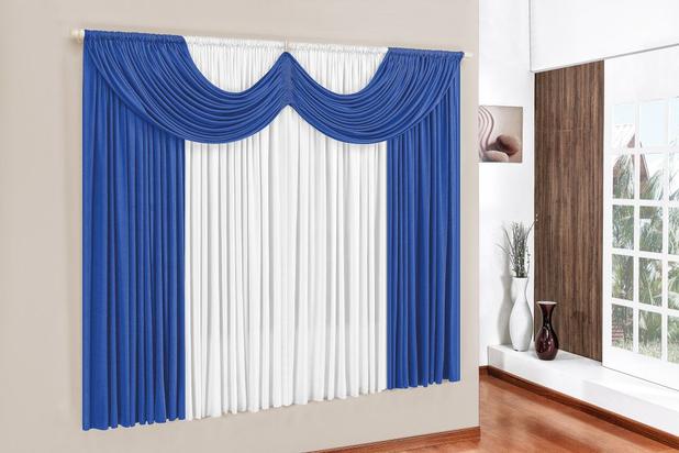 Cortina Paris para Varão Simples 3 metros Azul/Branco - Brastuk Menor preço em Cortina Paris para Varão Simples 3 metros Azul/Branco - Brastuk