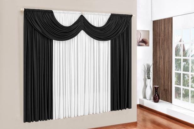 Cortina Paris para Varão Simples 4 metros Preto/Branco - Brastuk Menor preço em Cortina Paris para Varão Simples 4 metros Preto/Branco - Brastuk