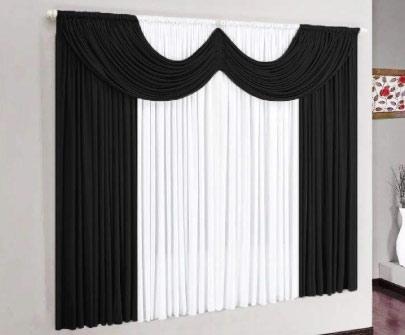 Cortina Paris Preto e Branco 4,00m x 2,80m - Varão Simples - Meu lar enxovais Menor preço em Cortina Paris Preto e Branco 4,00m x 2,80m - Varão Simples - Meu lar enxovais
