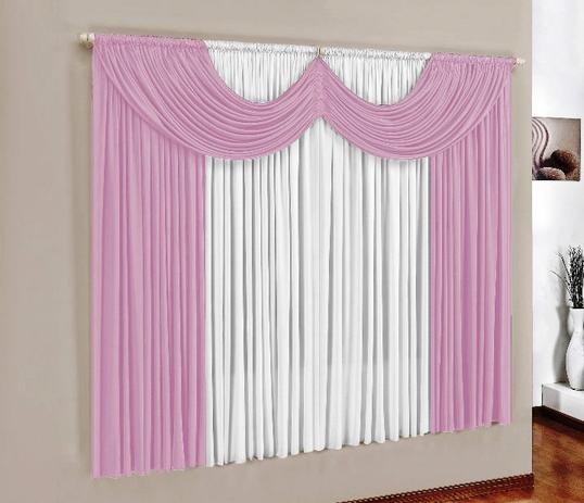 Cortina Paris Rosa e Branco 3,00m x 2,80m - Varo Simples - Meu lar enxovais Menor preço em Cortina Paris Rosa e Branco 3,00m x 2,80m - Varo Simples - Meu lar enxovais