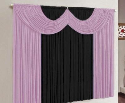 Cortina Paris Rosa e Preto 3,00m x 2,80m - Varo Simples - Meu lar enxovais Menor preço em Cortina Paris Rosa e Preto 3,00m x 2,80m - Varo Simples - Meu lar enxovais