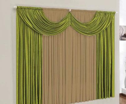 Cortina Paris Verde e Avelã 3,00m x 2,80m - Varão Simples - Meu lar enxovais Menor preço em Cortina Paris Verde e Avelã 3,00m x 2,80m - Varão Simples - Meu lar enxovais