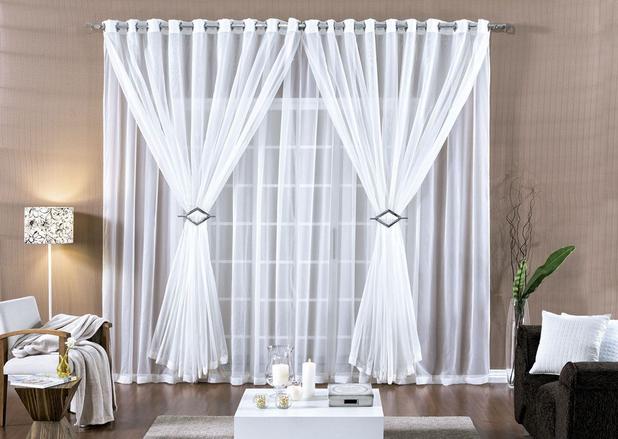 Cortina Paula 3,00m x 2,80m Branca Tecido Voal Leve Clean Para Sala ou Quarto - Rose Menor preço em Cortina Paula 3,00m x 2,80m Branca Tecido Voal Leve Clean Para Sala ou Quarto - Rose