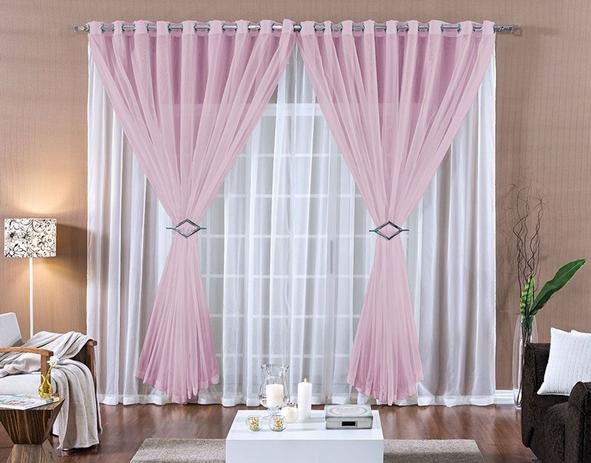 Cortina Paula 3,00m x 2,80m Rosa Para Trilho Comum Tecido Voal Leve Clean - Rose Menor preço em Cortina Paula 3,00m x 2,80m Rosa Para Trilho Comum Tecido Voal Leve Clean - Rose