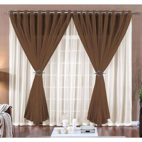 Cortina Paula 3M x 2,80M Alt. Tecido Voil Palha/Tabaco - Rose jordao Menor preço em Cortina Paula 3M x 2,80M Alt. Tecido Voil Palha/Tabaco - Rose jordao