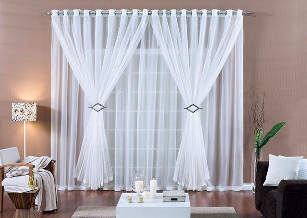 Cortina Paula Para Varão Simples 4m - Branco - Linho cia Menor preço em Cortina Paula Para Varão Simples 4m - Branco - Linho cia