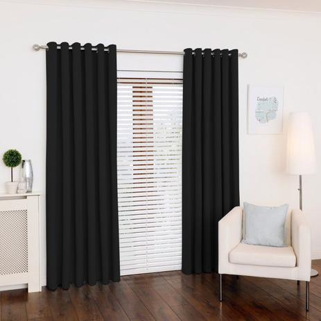 Cortina Preta para Sala/Quarto 300x250 para varão - FABRITEX Menor preço em Cortina Preta para Sala/Quarto 300x250 para varão - FABRITEX