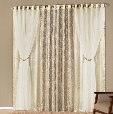 Cortina Primavera 3,00m x 2,70m Palha Tecida Seda com Renda e Voal Sala Quarto - Decorativa é boa?