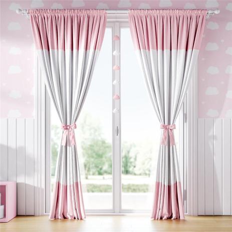 Cortina Quarto Menina Bebê Branca e Rosa 1,80m Grão de Gente Menor preço em Cortina Quarto Menina Bebê Branca e Rosa 1,80m Grão de Gente