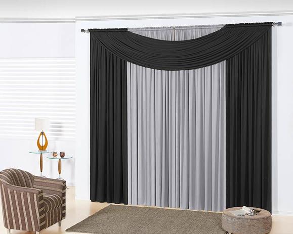 Cortina Ravenna Malha 3m Preto - Familie enxovais Menor preço em Cortina Ravenna Malha 3m Preto - Familie enxovais
