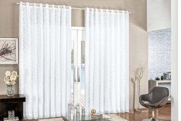 Cortina Renda 2,00m x 1,70m Branca Tecido Renda com Voal Floral Sala ou Quarto - Rose Menor preço em Cortina Renda 2,00m x 1,70m Branca Tecido Renda com Voal Floral Sala ou Quarto - Rose