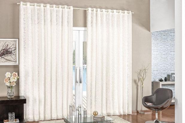 Cortina Renda 2,00m x 1,70m Palha Tecido Renda com Voal Floral Sala ou Quarto - Rose Menor preço em Cortina Renda 2,00m x 1,70m Palha Tecido Renda com Voal Floral Sala ou Quarto - Rose