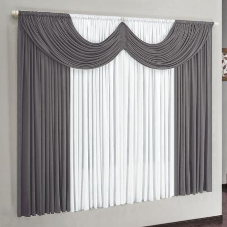 Cortina Riviera 2,00m x 1,70m Malha Gel para Varão Simples - Cinza / Branco - Borda bordados enxovais Menor preço em Cortina Riviera 2,00m x 1,70m Malha Gel para Varão Simples - Cinza / Branco - Borda bordados enxovais