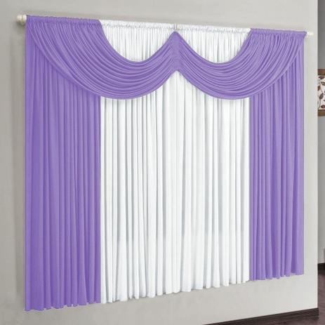 Cortina Riviera 2,00m x 1,70m Malha Gel para Varão Simples - Lilás / Branco - Borda bordados enxovais Menor preço em Cortina Riviera 2,00m x 1,70m Malha Gel para Varão Simples - Lilás / Branco - Borda bordados enxovais