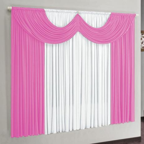 Menor preço em Cortina Riviera 2,00m x 1,70m Malha Gel para Varão Simples - Rosa / Branco - Borda bordados enxovais