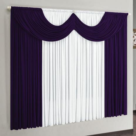 Cortina Riviera 2,00m x 1,70m Malha Gel para Varão Simples - Roxo / Branco - Borda bordados enxovais Menor preço em Cortina Riviera 2,00m x 1,70m Malha Gel para Varão Simples - Roxo / Branco - Borda bordados enxovais