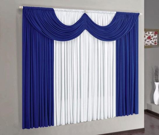 Cortina Riviera 2,00m x 1,70m para Varão Simples - Azul e Branco - Meu lar enxovais Menor preço em Cortina Riviera 2,00m x 1,70m para Varão Simples - Azul e Branco - Meu lar enxovais