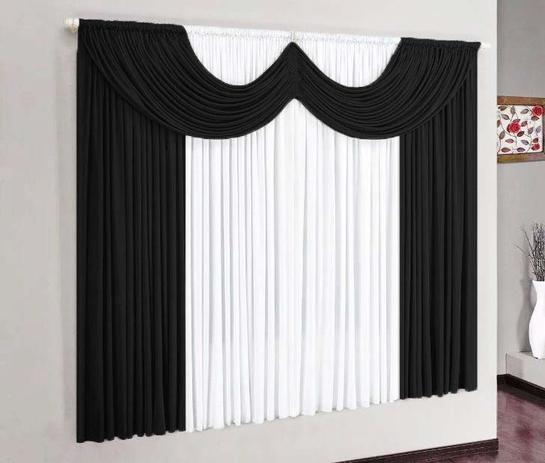 Cortina Riviera 2,00m x 1,70m para Varão Simples - Preto e Branco - Meu lar enxovais Menor preço em Cortina Riviera 2,00m x 1,70m para Varão Simples - Preto e Branco - Meu lar enxovais
