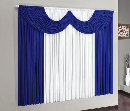 Cortina Riviera 4,00m x 2,80m Tecido Malha Gel Para Varão Simples - Azul / Branco - Borda bordados enxovais Menor preço em Cortina Riviera 4,00m x 2,80m Tecido Malha Gel Para Varão Simples - Azul / Branco - Borda bordados enxovais