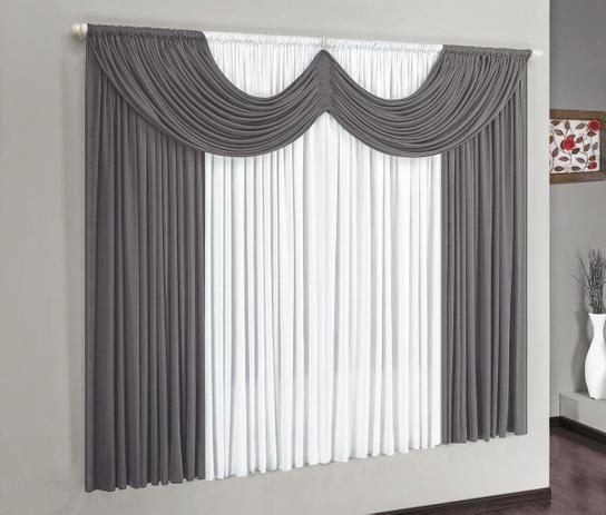 Cortina Riviera 4,00m x 2,80m Tecido Malha Gel Para Varão Simples - Cinza / Branco - Borda bordados enxovais Menor preço em Cortina Riviera 4,00m x 2,80m Tecido Malha Gel Para Varão Simples - Cinza / Branco - Borda bordados enxovais