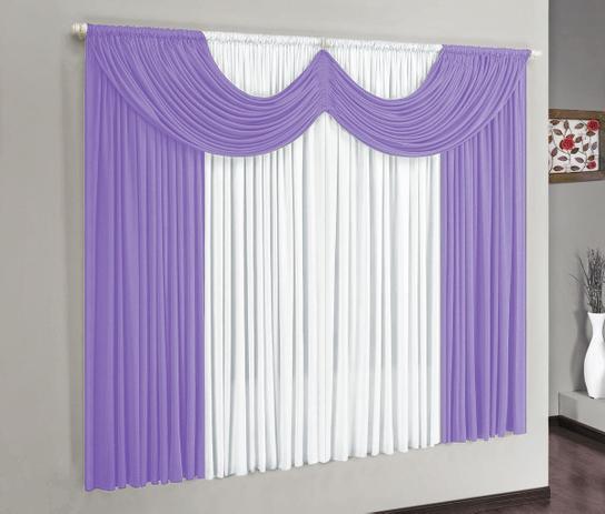 Cortina Riviera 4,00m x 2,80m Tecido Malha Gel Para Varão Simples - Lilás / Branco - Borda bordados enxovais Menor preço em Cortina Riviera 4,00m x 2,80m Tecido Malha Gel Para Varão Simples - Lilás / Branco - Borda bordados enxovais