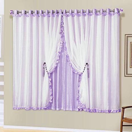 Cortina Romântica Lilas 2,00M X 1,70M - Dourados enxovais Menor preço em Cortina Romântica Lilas 2,00M X 1,70M - Dourados enxovais