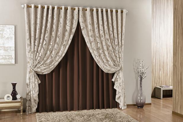 Cortina Royalle Microfibra com Renda 3,00m x 2,50m Tabaco - Home fernandes Menor preço em Cortina Royalle Microfibra com Renda 3,00m x 2,50m Tabaco - Home fernandes