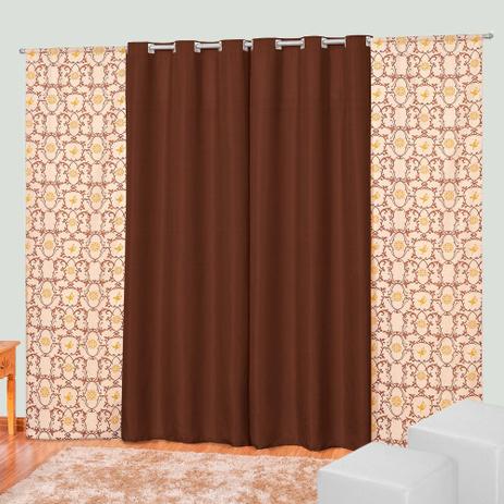 Menor preço em Cortina Rústica Estampada Para Sala e Quarto 300x250cm Tabaco Casa Dona - Rosdry enxovais