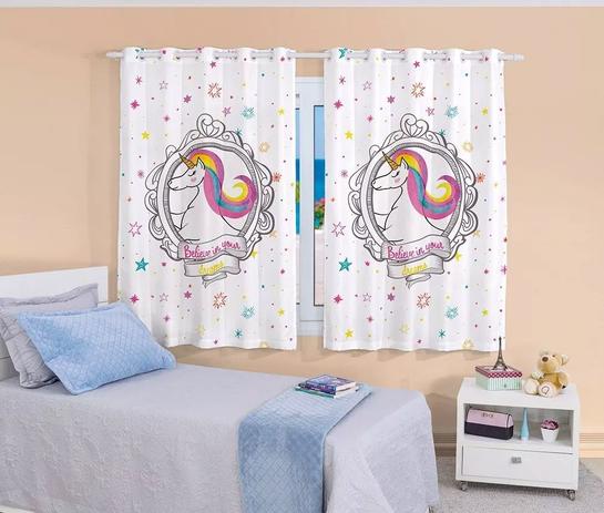 Cortina Rústica para quarto infantil Unicórnio 3x1,7 Bella Janela Menor preço em Cortina Rústica para quarto infantil Unicórnio 3x1,7 Bella Janela