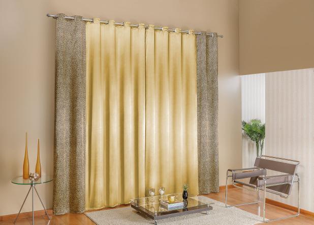 Cortina Safári Cetim Para Varão 3,00m X 2,60m. Dourado - Home fernandes Menor preço em Cortina Safári Cetim Para Varão 3,00m X 2,60m. Dourado - Home fernandes
