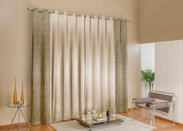 Cortina Safári Cetim Para Varão 3,00m X 2,60m. Prata - Home fernandes Menor preço em Cortina Safári Cetim Para Varão 3,00m X 2,60m. Prata - Home fernandes