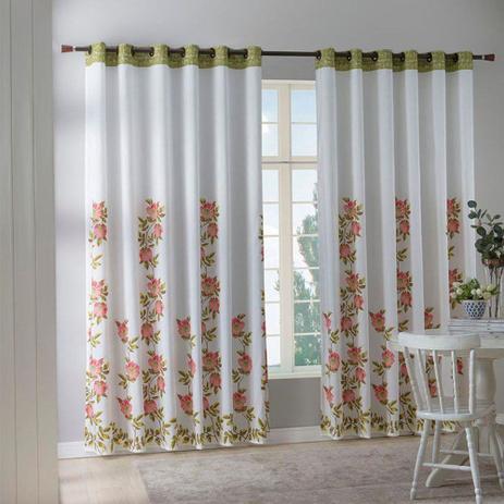 Cortina Sala 220 x 240 cm Estampada Cinthia Sultan Menor preço em Cortina Sala 220 x 240 cm Estampada Cinthia Sultan