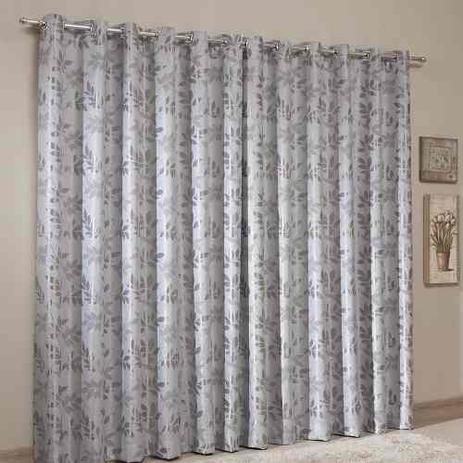 Cortina Sala 300 cm X 250 Jacquard Blackout Prata - Sultan Menor preço em Cortina Sala 300 cm X 250 Jacquard Blackout Prata - Sultan