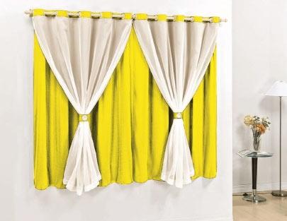 Cortina Siena 4,00x2,60m Malha e Voal 100 poliŽster com Ilhos Varo Simples - Amarelo - Meu lar enxovais é boa?