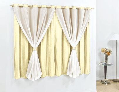 Cortina Siena 4,00x2,60m Malha e Voal 100 poliŽster com Ilhos Varo Simples - Palha - Meu lar enxovais é boa?