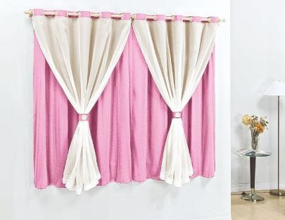 Cortina Siena 4,00x2,60m Malha e Voal 100 poliŽster com Ilhos Varo Simples - Rosa - Meu lar enxovais é boa?