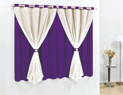 Cortina Siena 4,00x2,60m Malha e Voal 100 poliŽster com Ilhos Varo Simples - Roxo - Meu lar enxovais é boa?